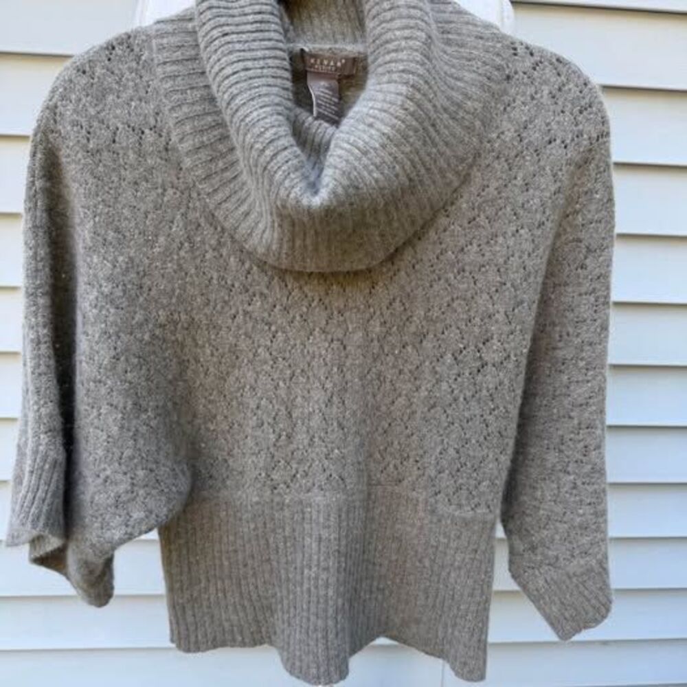 Kenar Petite PL Wool & Rabbit Hair Cowl Neck Sweater – Sage Green/Gray